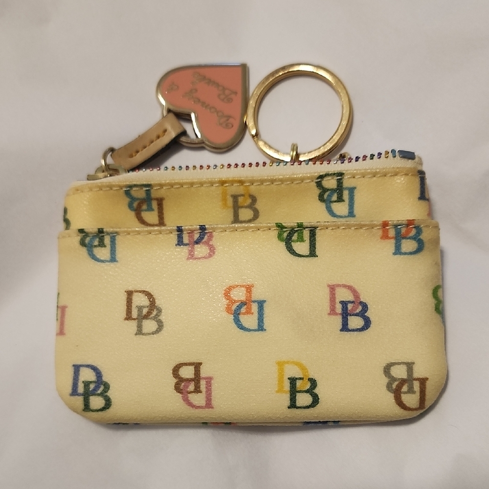 Dooney & Bourke Tan Multicolor Logo Keychain Pouch - Picture 5 of 10